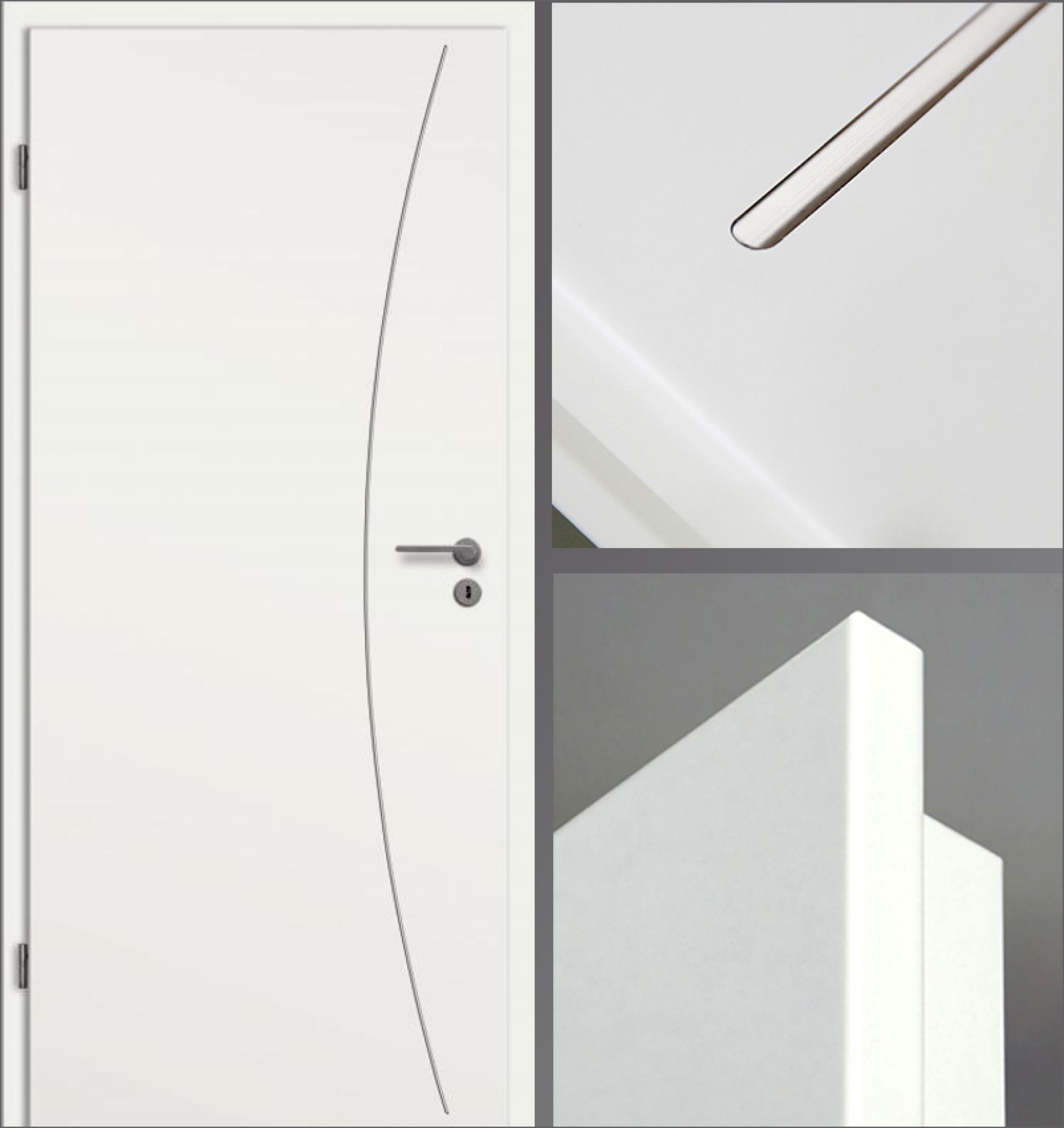 Innentür Lisene plan mit Zarge - Weißlack CPL 9010
